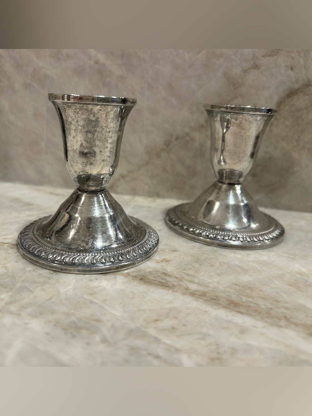 Vintage Duchin Weighted Sterling Silver Candlestick Holders Pair | Rope Edge